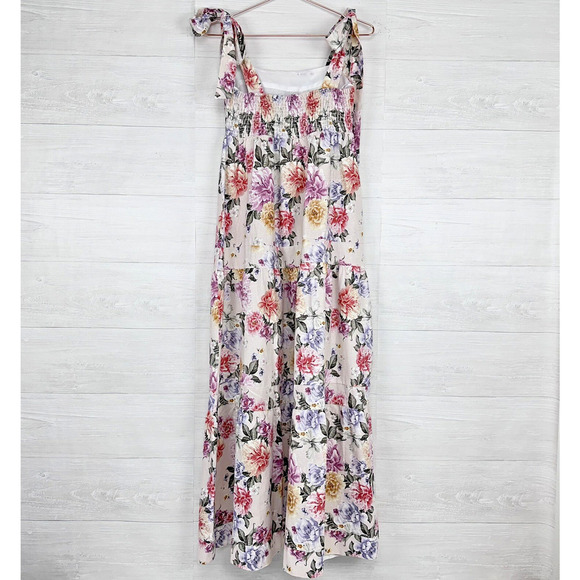 House Of Harlow Floral Maxi Dress Size Small Linen Blend Pink Cottagecore Resort - Picture 7 of 15